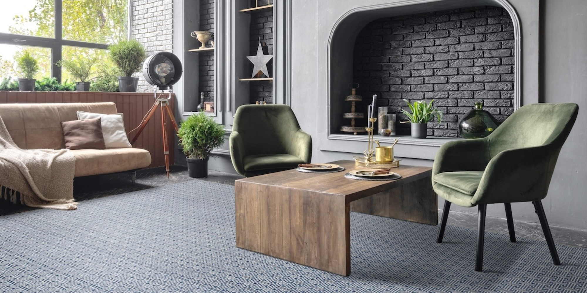 Beautiful carpet flooring in a modern living room