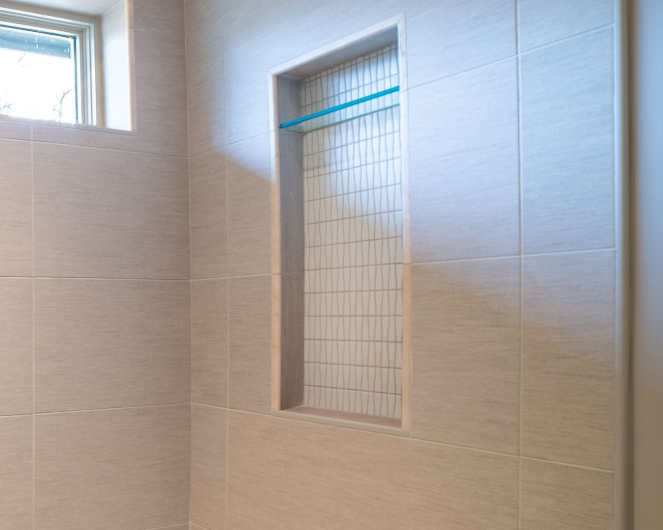 Shower tile and shelf